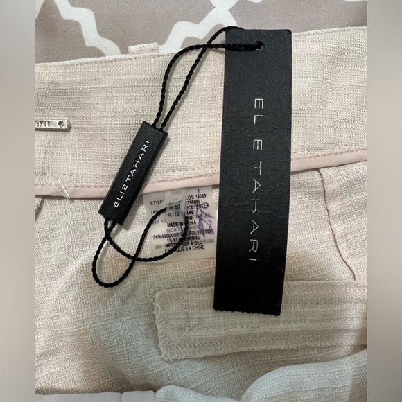 Elie Tahari Anna Ivory Slub Slit Pockets Flared Pants Trousers H. - Picture 9 of 16